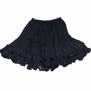 Y2K Goth Lace Tiered Ruffle Mini Skirt Black Grunge Coquette Fairycore Waist 23